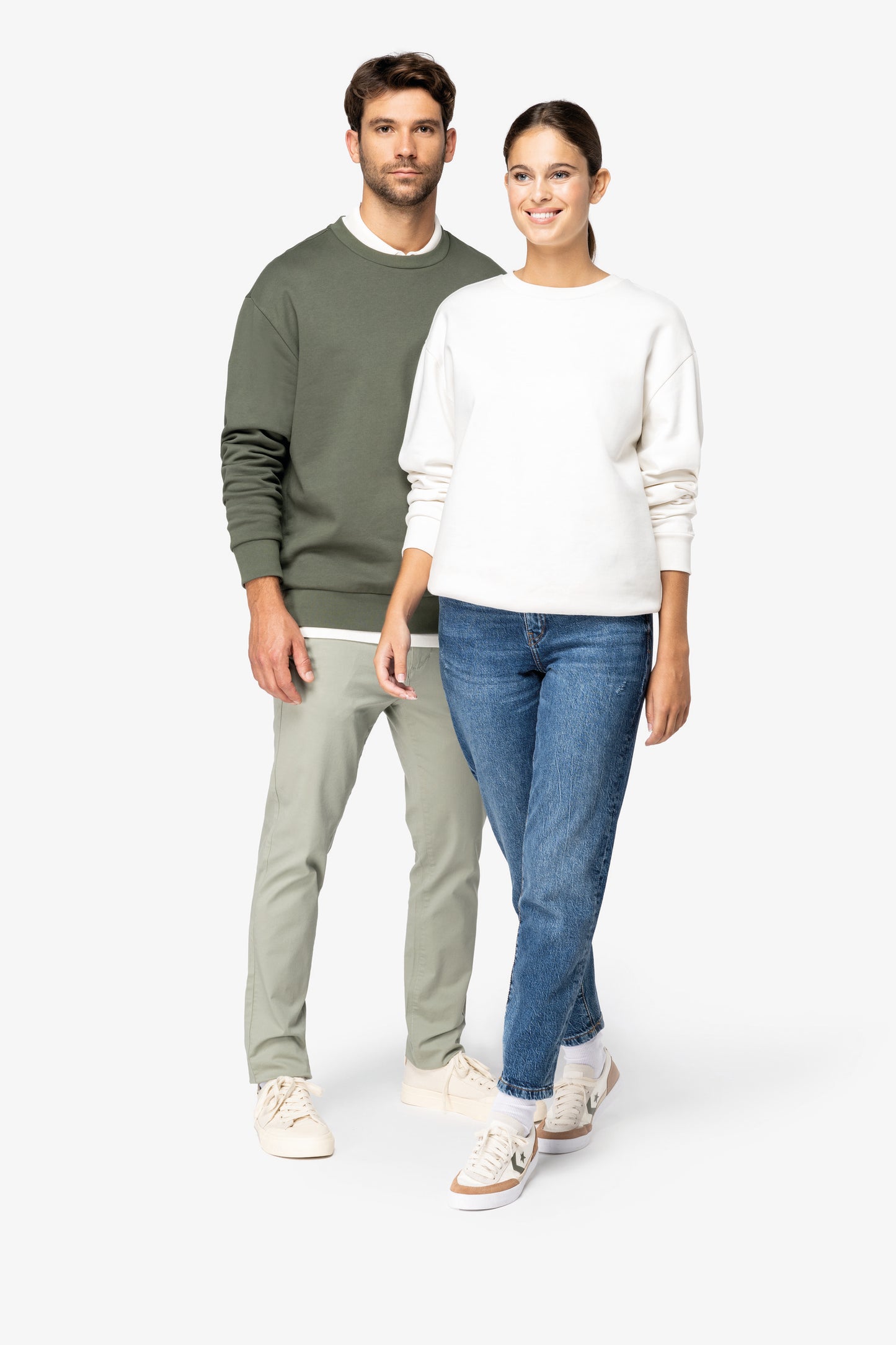 NS435 - Felpa girocollo unisex ecosostenibile con spalle cascanti in felpa garzata