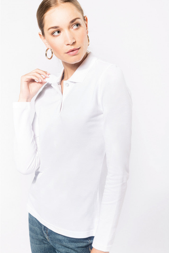 K244 - Polo piqué donna manica lunga