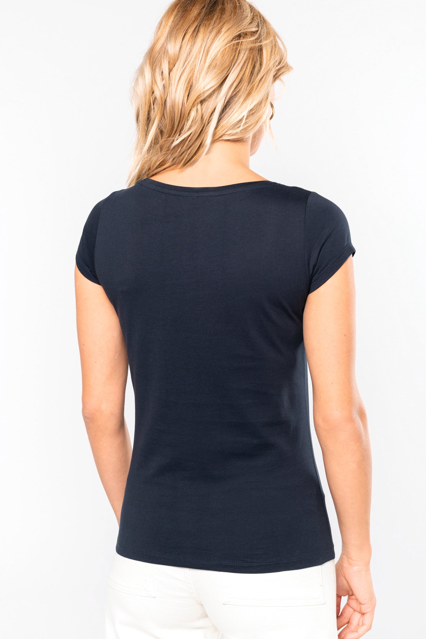 K384 - T-shirt donna manica corta collo a barca