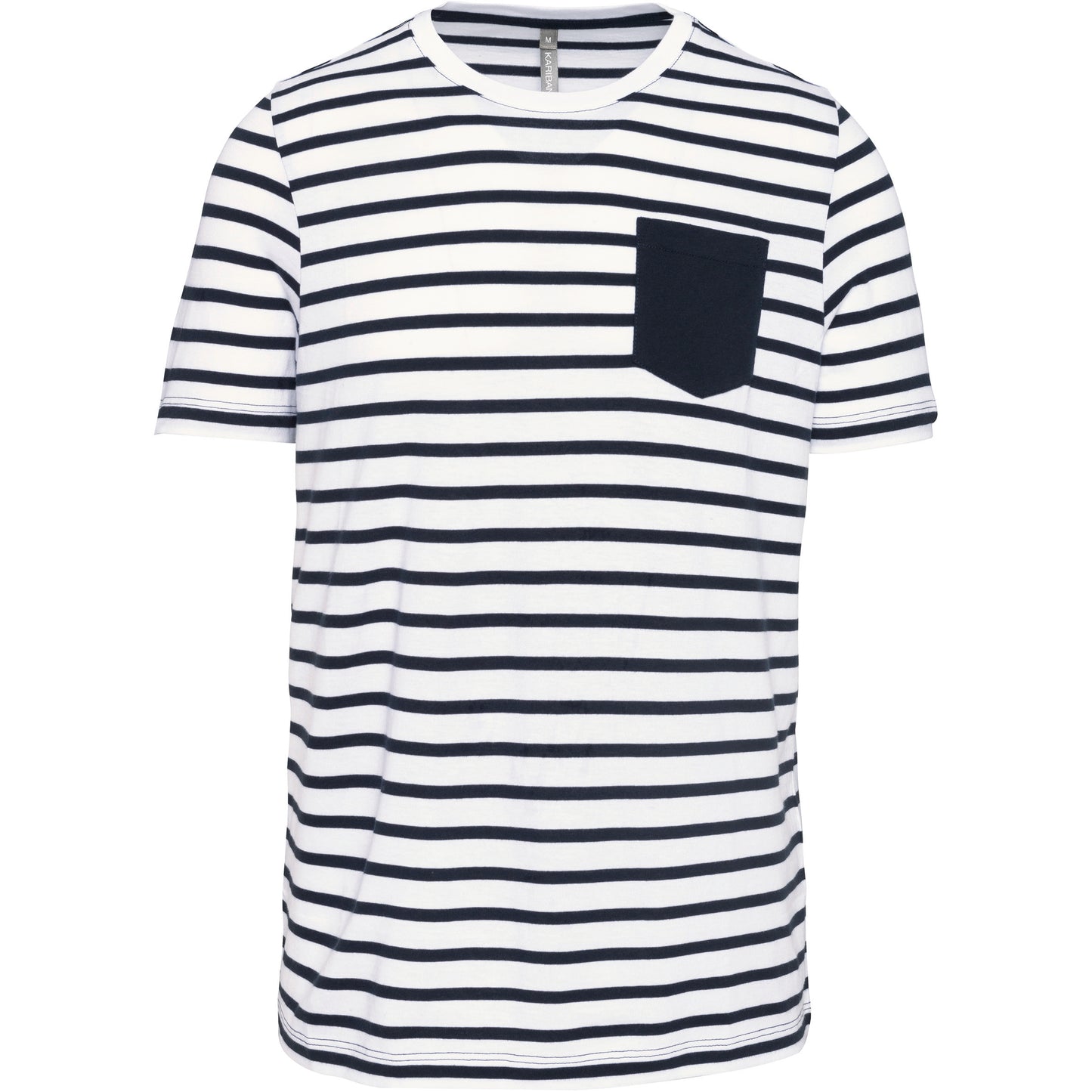 K378 - T-shirt manica corta a righe stile marinaio con tasca