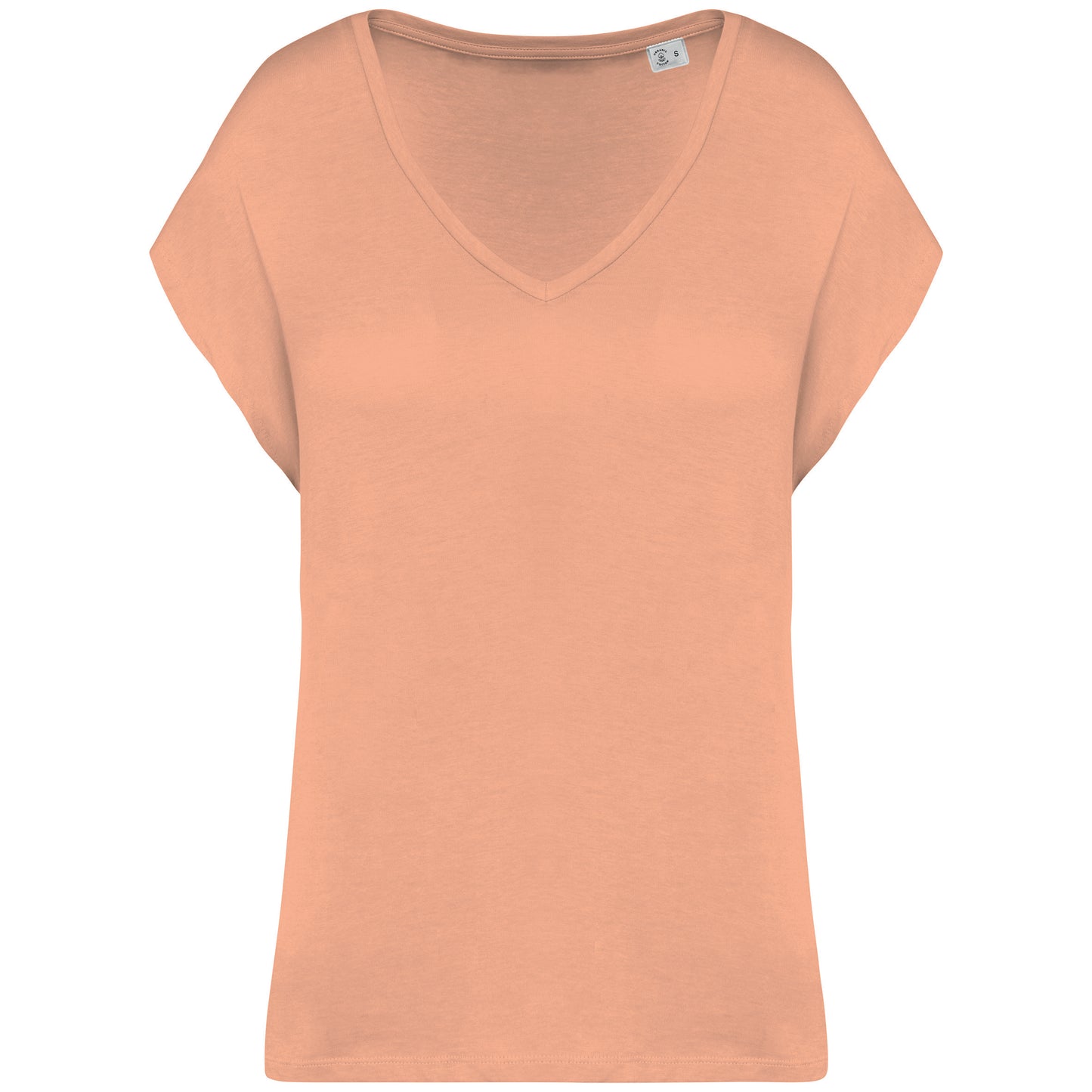 NS312 - T-shirt loose donna ecosostenibile con scollo a V