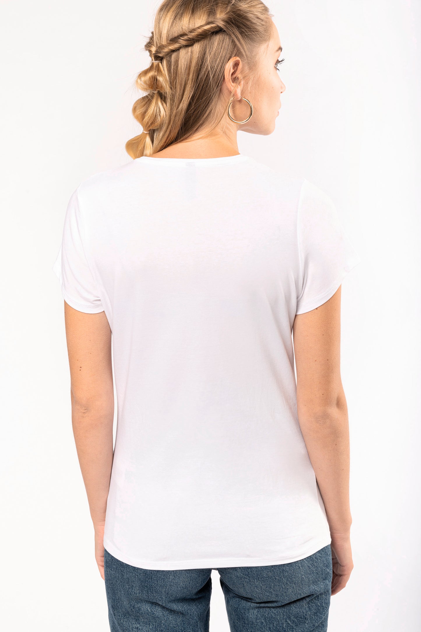 K3015 - T-shirt donna maniche corte con collo a V