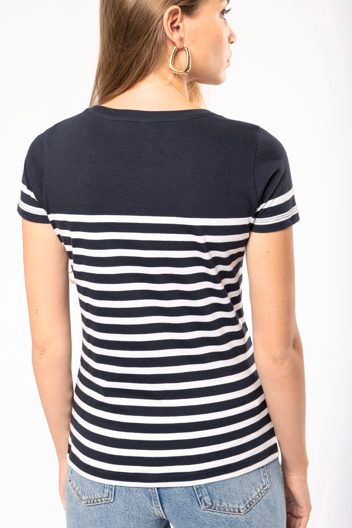 K3034 - T-shirt donna in stile marinaro Bio girocollo