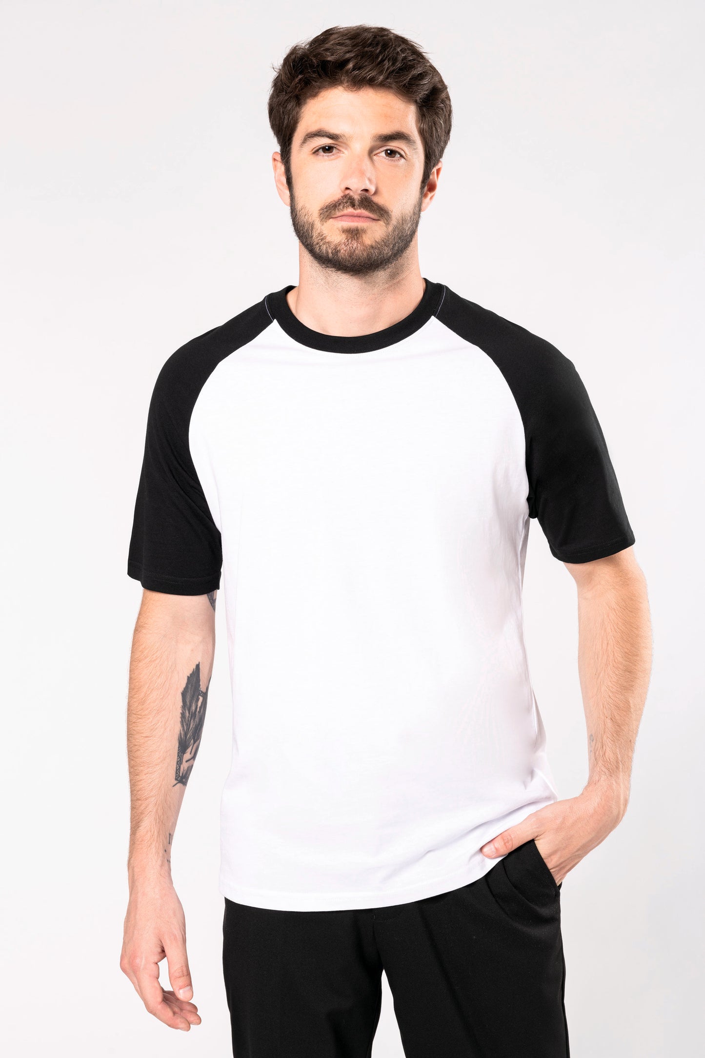 K330 - T-shirt baseball manica corta bicolore