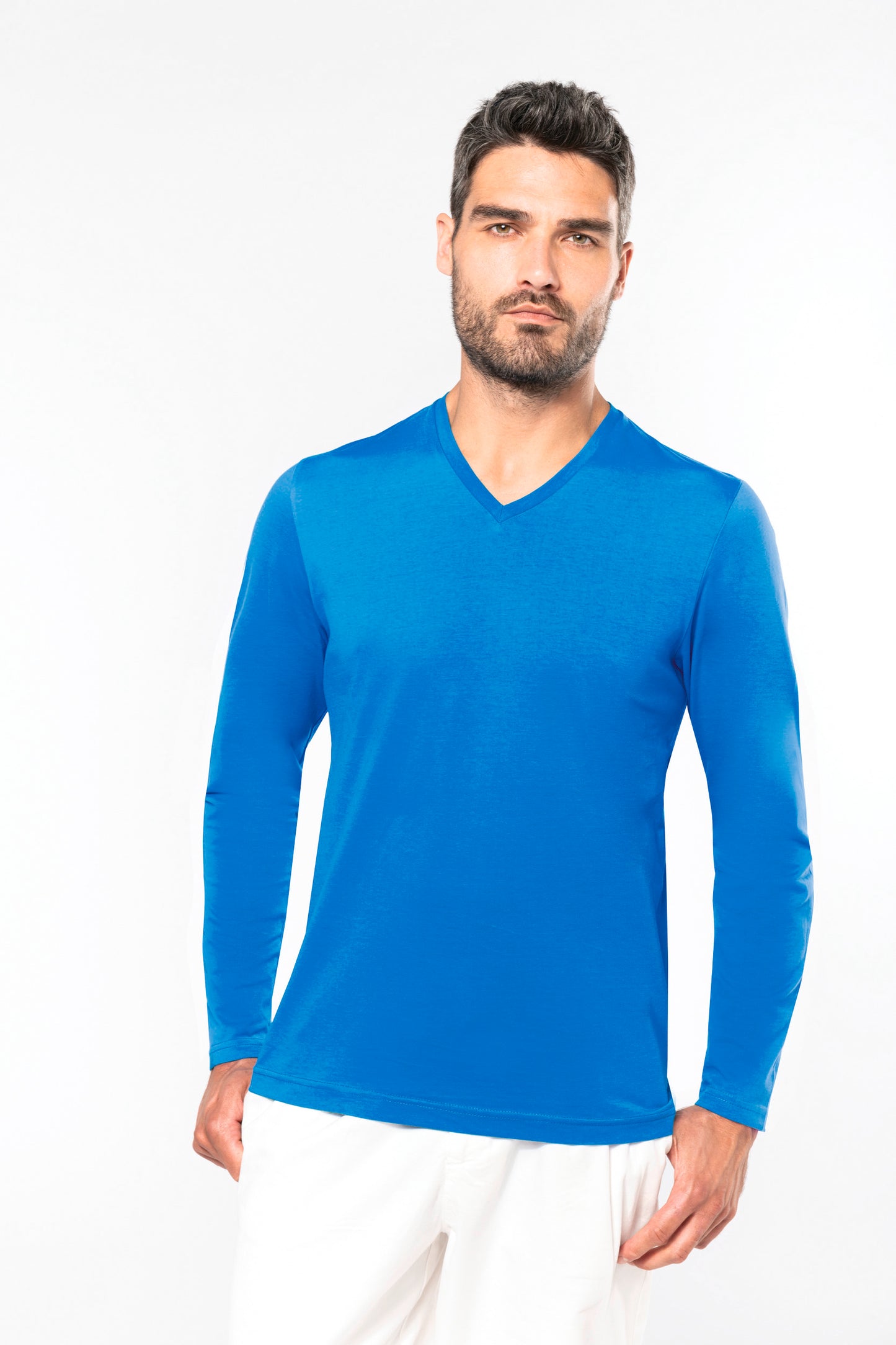 K358 - T-shirt uomo manica lunga scollo a V