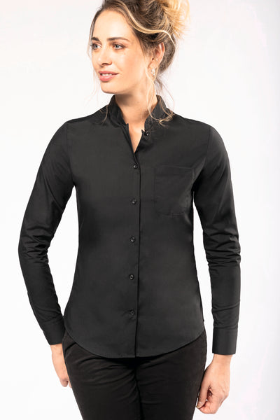 K514 - Camicia donna collo alla coreana manica lunga