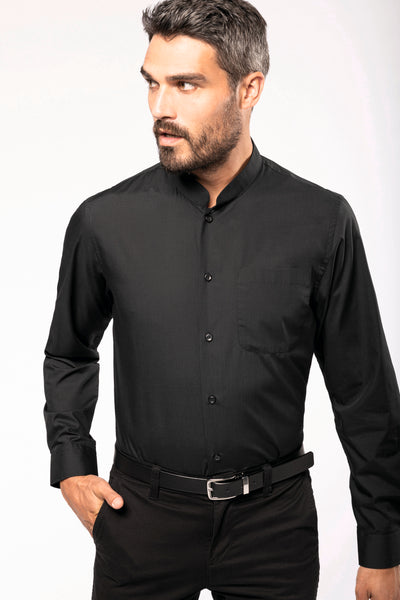 K515 - Camicia uomo collo alla coreana manica lunga