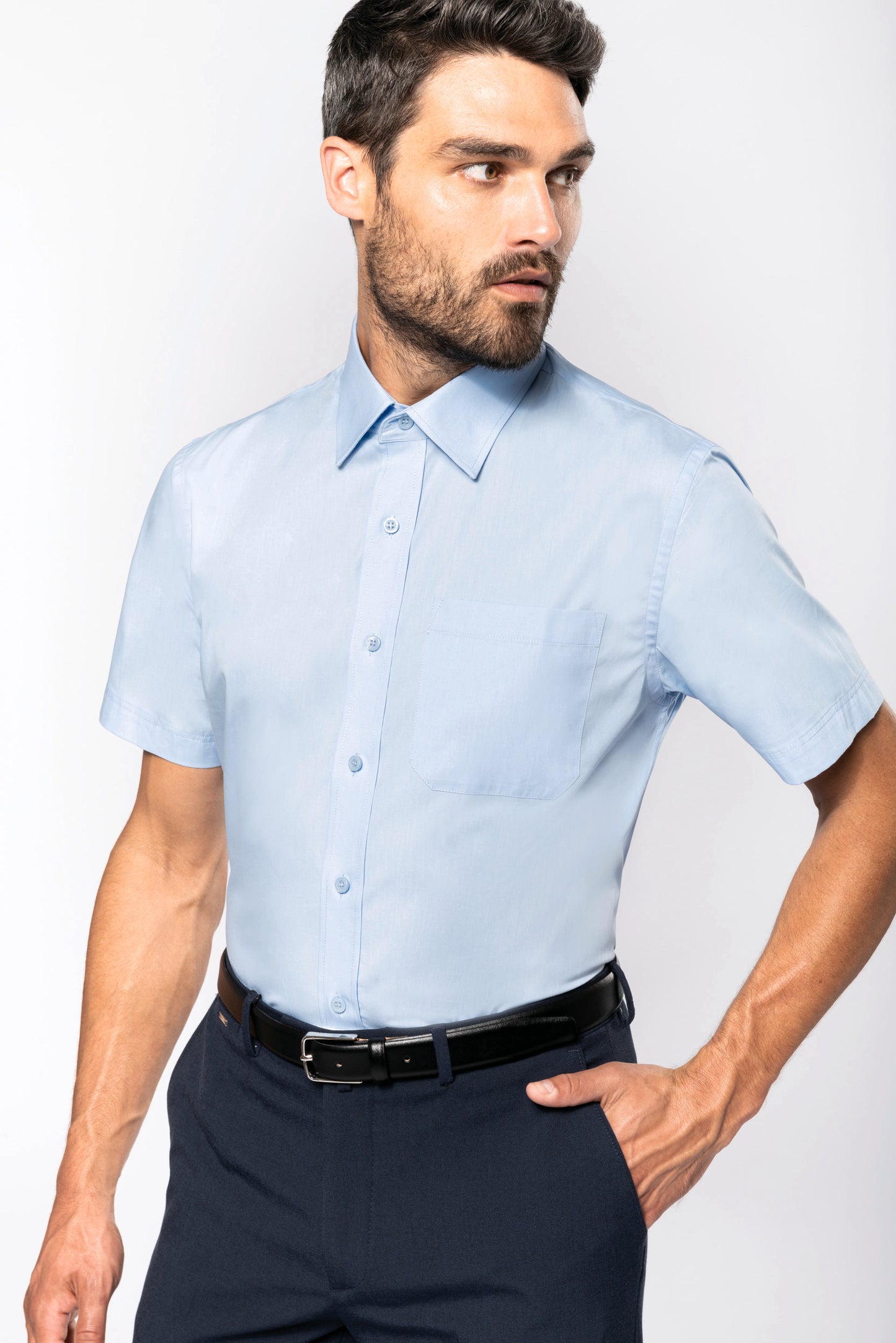 K543 - Camicia uomo in popeline manica corta