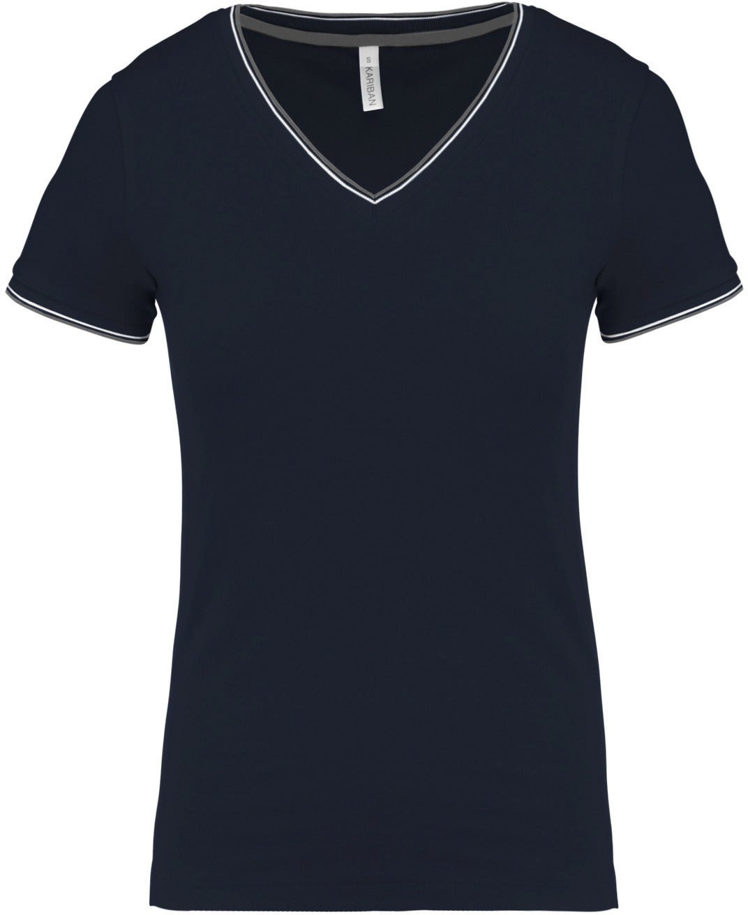 K394 - T-shirt piqué donna scollo a V